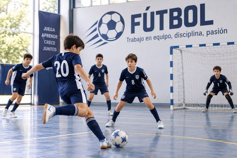 Partido de futsal de la escuela de fútbol del colegio