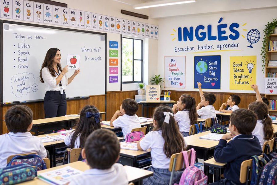 Clase de inglés en el aula del primer ciclo